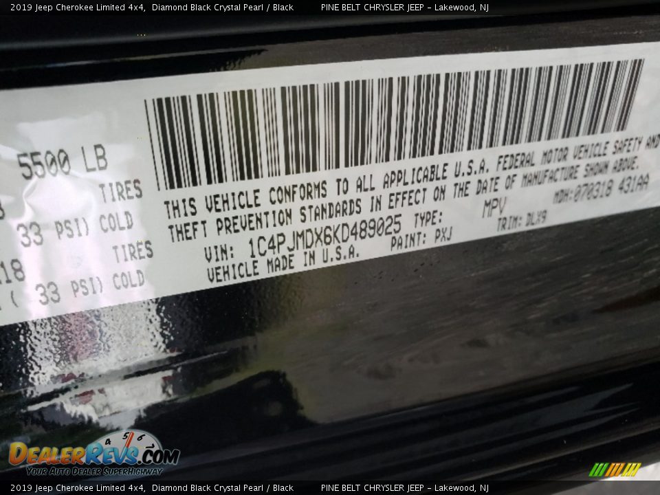 2019 Jeep Cherokee Limited 4x4 Diamond Black Crystal Pearl / Black Photo #9