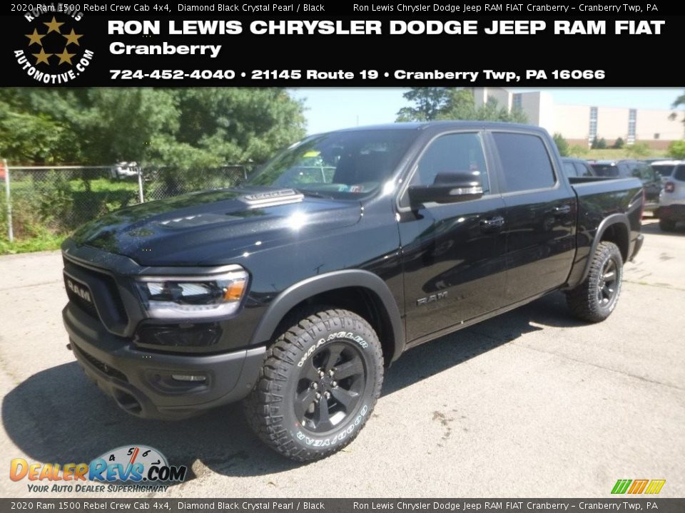 2020 Ram 1500 Rebel Crew Cab 4x4 Diamond Black Crystal Pearl / Black Photo #1