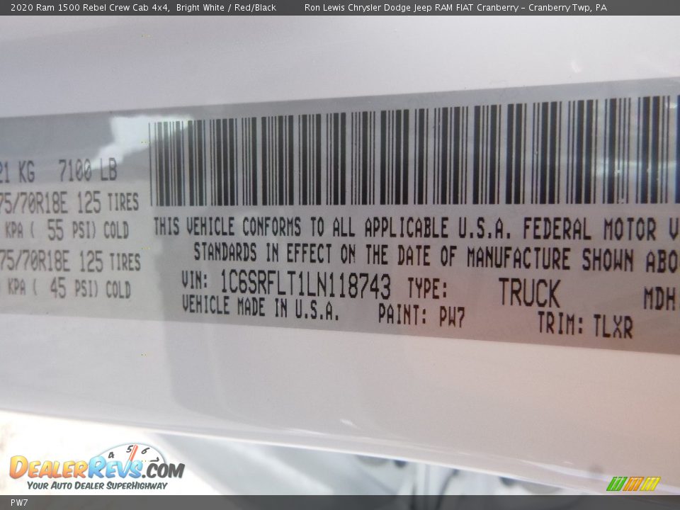 Ram Color Code PW7 Bright White