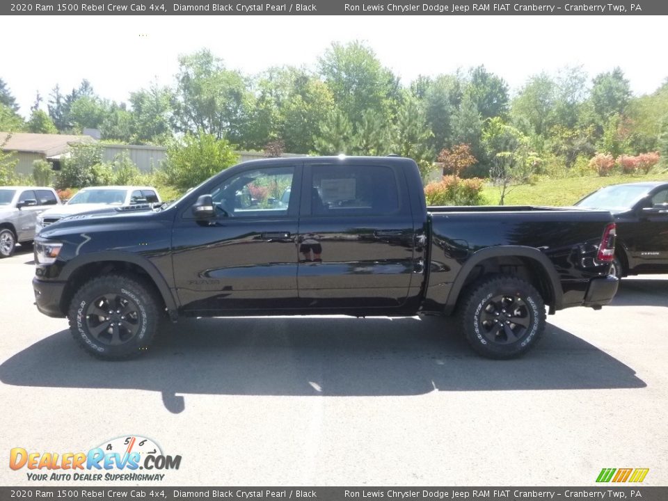 2020 Ram 1500 Rebel Crew Cab 4x4 Diamond Black Crystal Pearl / Black Photo #2