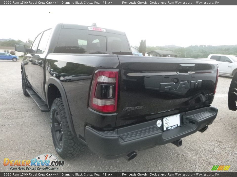 2020 Ram 1500 Rebel Crew Cab 4x4 Diamond Black Crystal Pearl / Black Photo #3