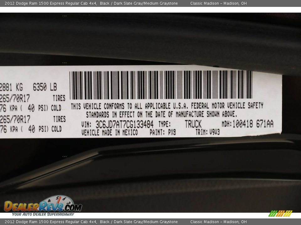 2012 Dodge Ram 1500 Express Regular Cab 4x4 Black / Dark Slate Gray/Medium Graystone Photo #17