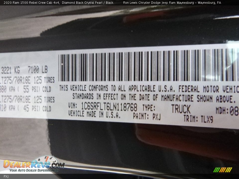 Ram Color Code PXJ Diamond Black Crystal Pearl