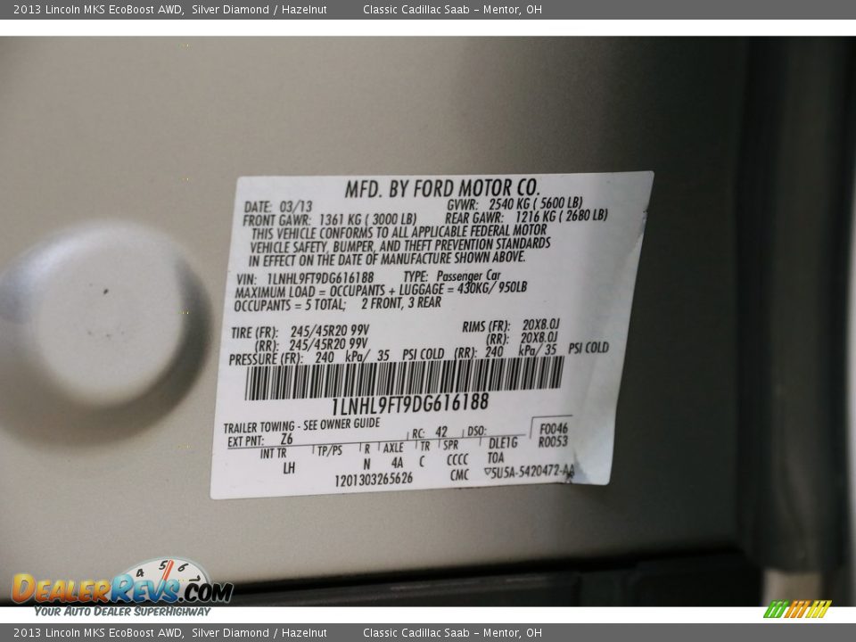 2013 Lincoln MKS EcoBoost AWD Silver Diamond / Hazelnut Photo #25