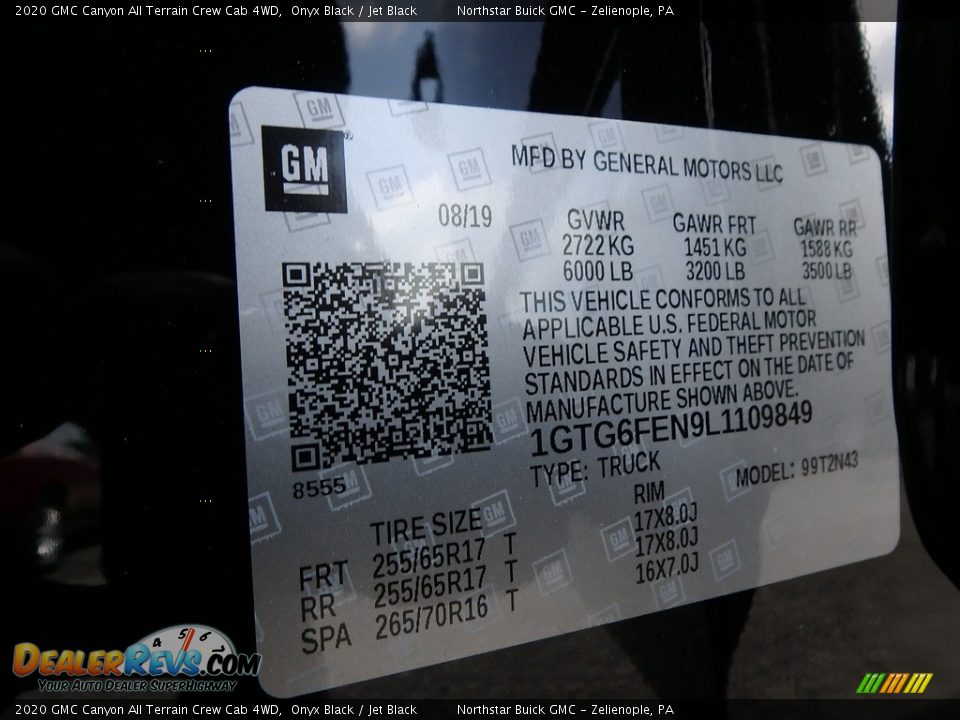 2020 GMC Canyon All Terrain Crew Cab 4WD Onyx Black / Jet Black Photo #12