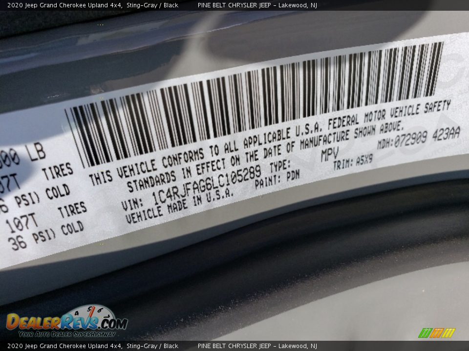 2020 Jeep Grand Cherokee Upland 4x4 Sting-Gray / Black Photo #9