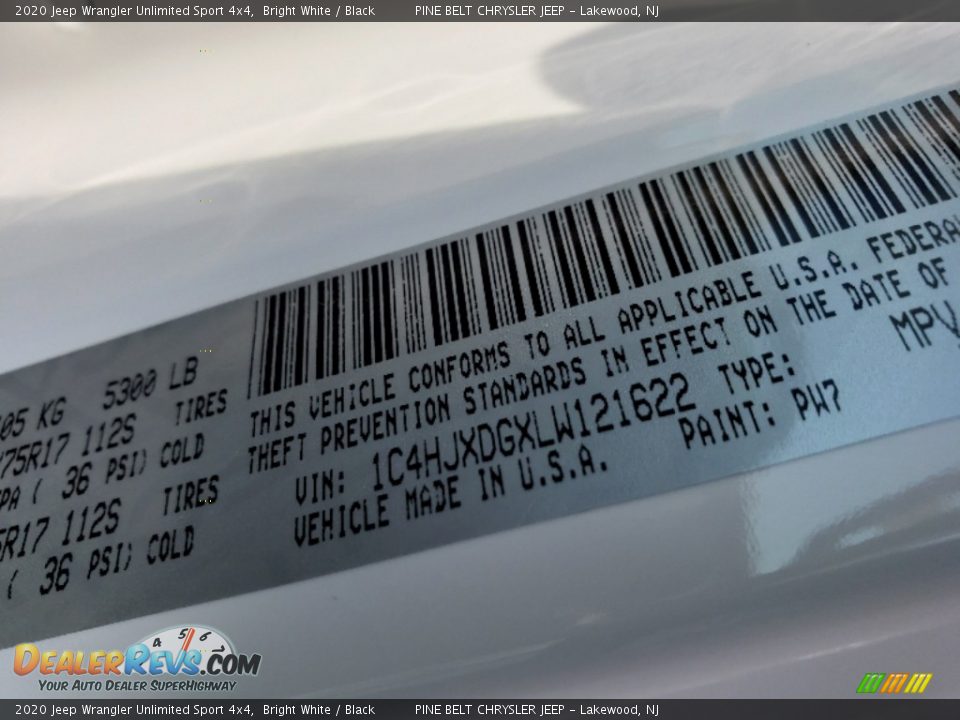 2020 Jeep Wrangler Unlimited Sport 4x4 Bright White / Black Photo #9