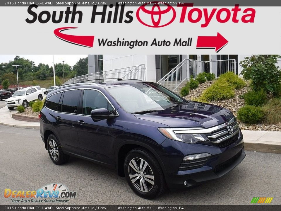 2016 Honda Pilot EX-L AWD Steel Sapphire Metallic / Gray Photo #1