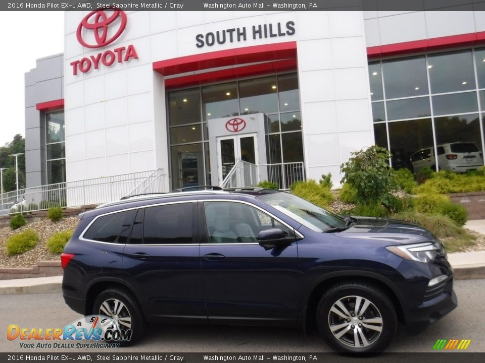 2016 Honda Pilot EX-L AWD Steel Sapphire Metallic / Gray Photo #2