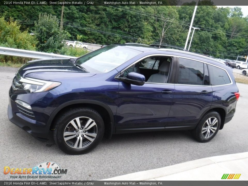 2016 Honda Pilot EX-L AWD Steel Sapphire Metallic / Gray Photo #7