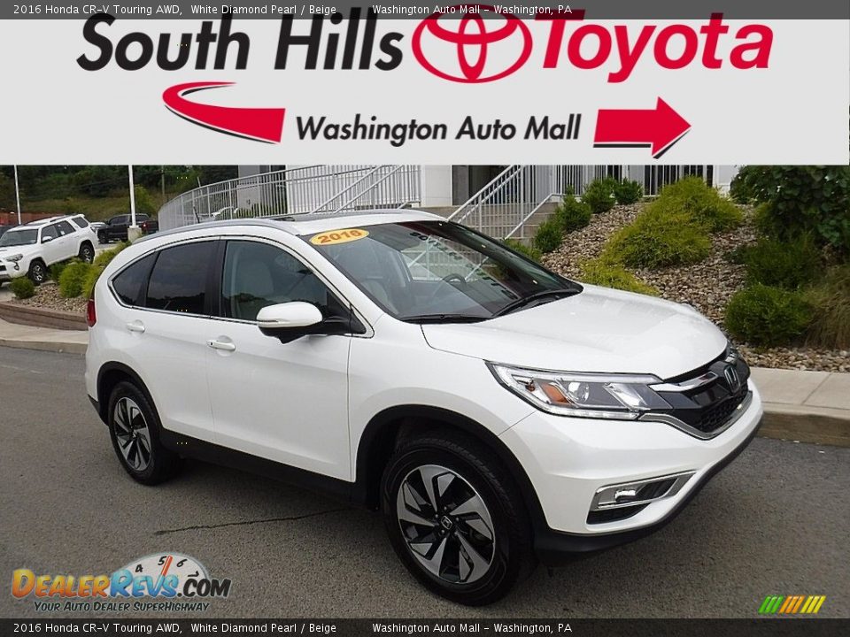 2016 Honda CR-V Touring AWD White Diamond Pearl / Beige Photo #1