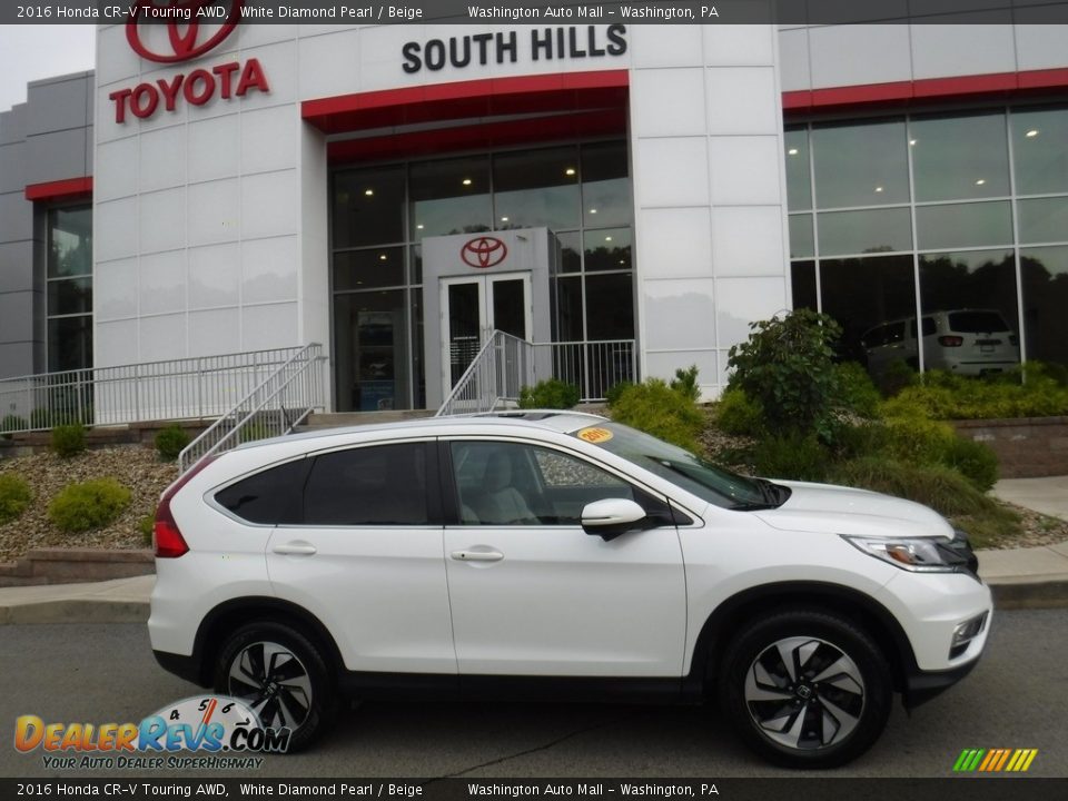 2016 Honda CR-V Touring AWD White Diamond Pearl / Beige Photo #2