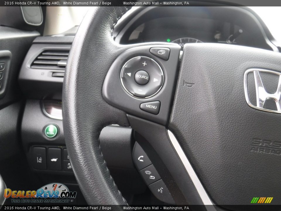 2016 Honda CR-V Touring AWD White Diamond Pearl / Beige Photo #25