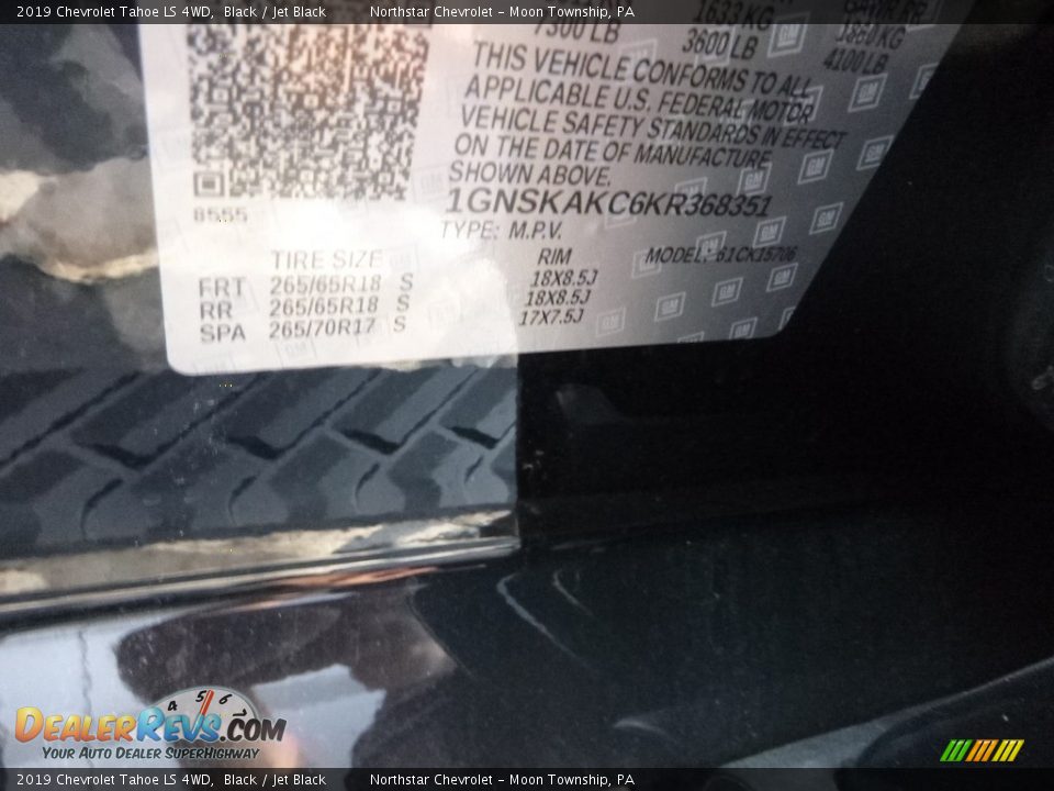 2019 Chevrolet Tahoe LS 4WD Black / Jet Black Photo #12