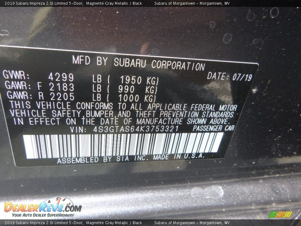 2019 Subaru Impreza 2.0i Limited 5-Door Magnetite Gray Metallic / Black Photo #15