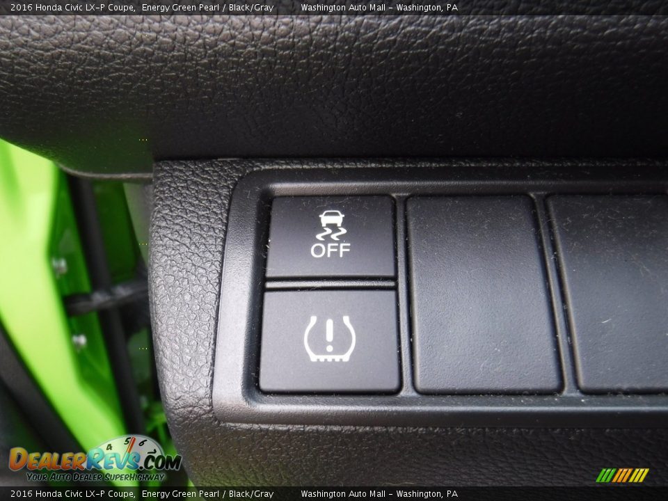 2016 Honda Civic LX-P Coupe Energy Green Pearl / Black/Gray Photo #15
