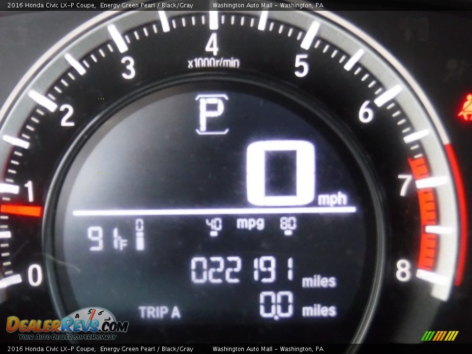 2016 Honda Civic LX-P Coupe Energy Green Pearl / Black/Gray Photo #25
