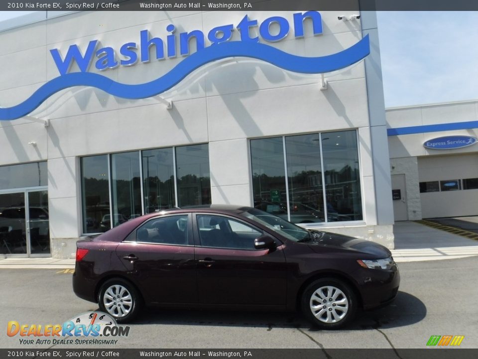 2010 Kia Forte EX Spicy Red / Coffee Photo #2