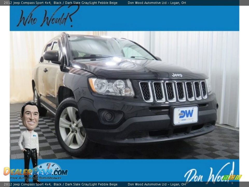 2012 Jeep Compass Sport 4x4 Black / Dark Slate Gray/Light Pebble Beige Photo #1