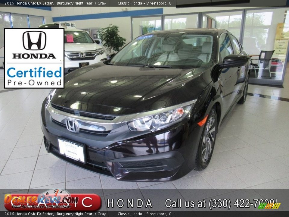 2016 Honda Civic EX Sedan Burgundy Night Pearl / Gray Photo #1