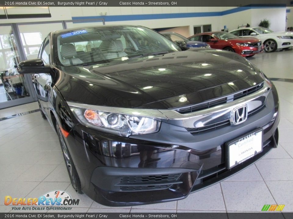 2016 Honda Civic EX Sedan Burgundy Night Pearl / Gray Photo #6