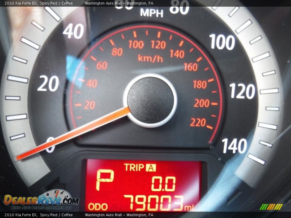 2010 Kia Forte EX Spicy Red / Coffee Photo #25