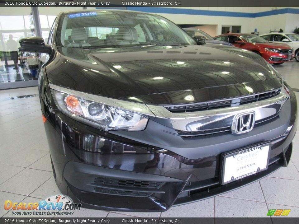 2016 Honda Civic EX Sedan Burgundy Night Pearl / Gray Photo #12