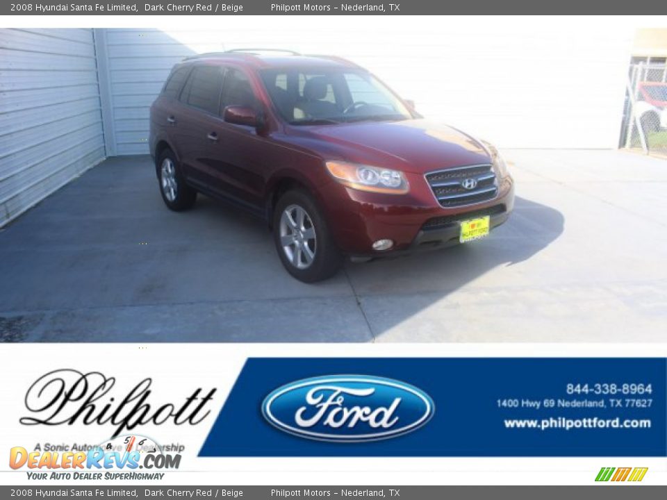 2008 Hyundai Santa Fe Limited Dark Cherry Red / Beige Photo #1