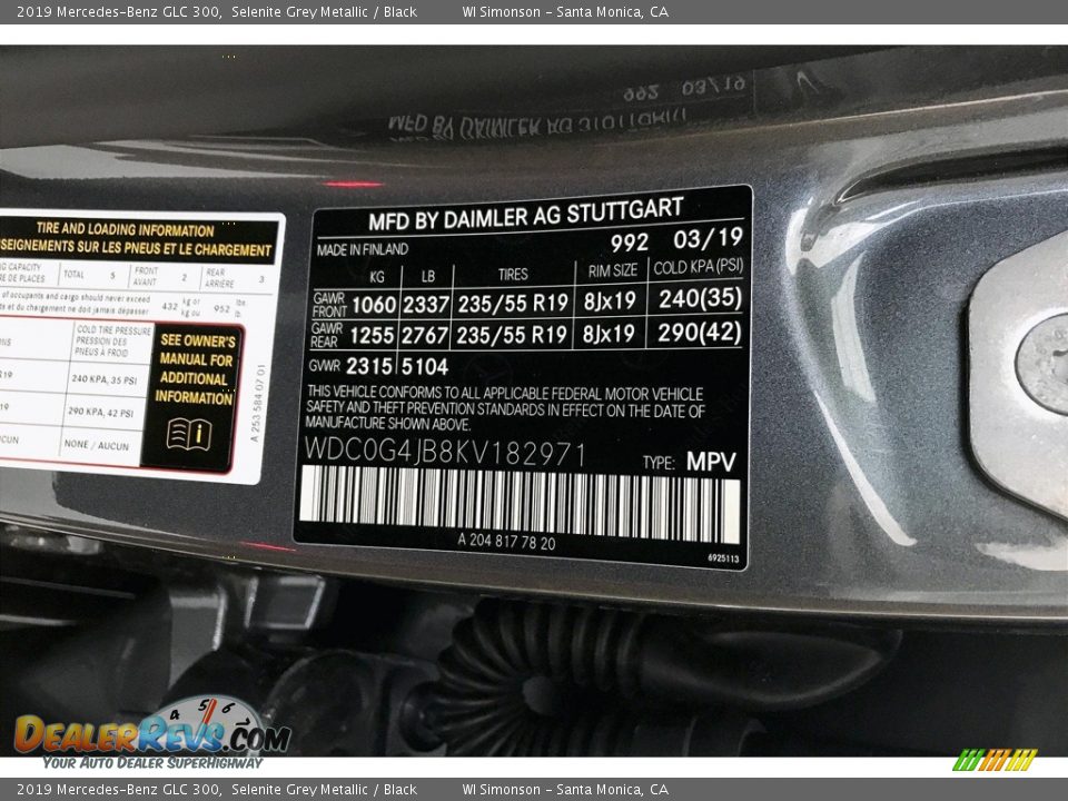 2019 Mercedes-Benz GLC 300 Selenite Grey Metallic / Black Photo #11