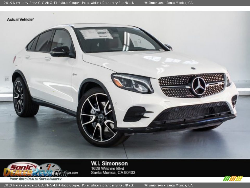 2019 Mercedes-Benz GLC AMG 43 4Matic Coupe Polar White / Cranberry Red/Black Photo #1