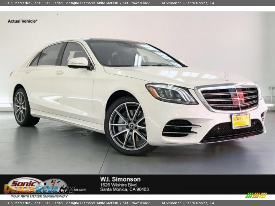 2019 Mercedes-Benz S 560 Sedan designo Diamond White Metallic / Nut Brown/Black Photo #1