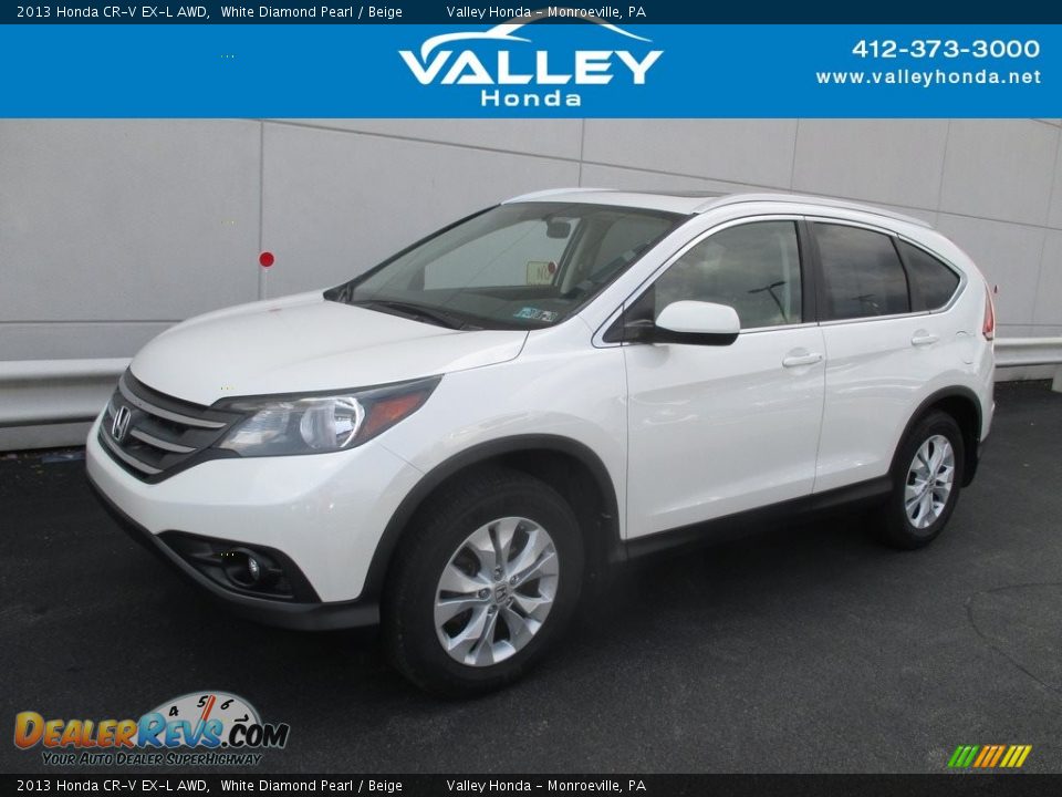 2013 Honda CR-V EX-L AWD White Diamond Pearl / Beige Photo #1