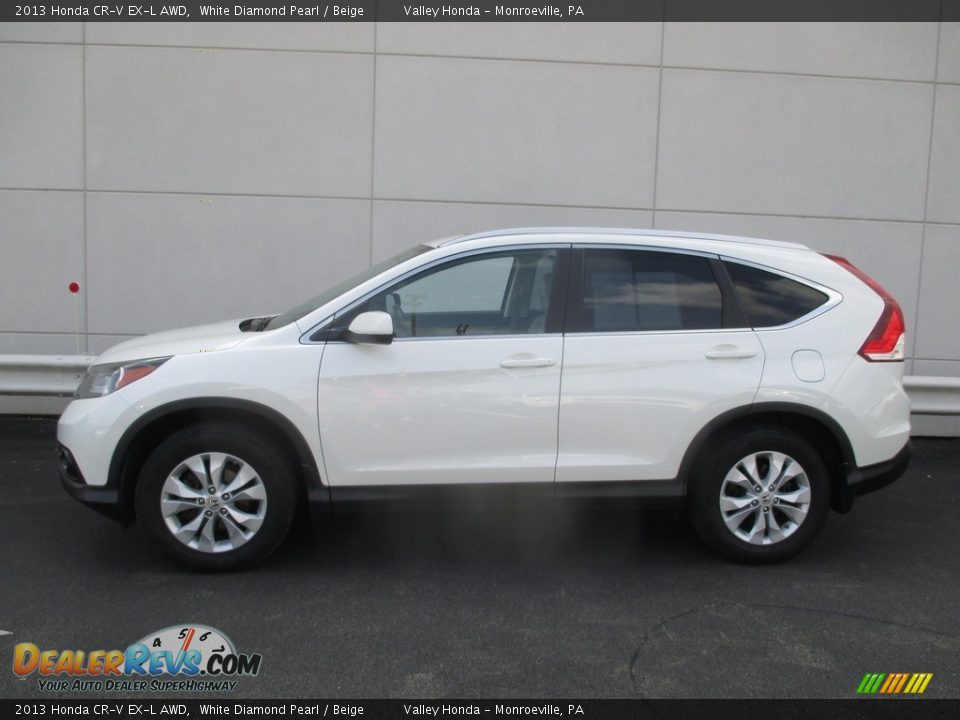 2013 Honda CR-V EX-L AWD White Diamond Pearl / Beige Photo #2