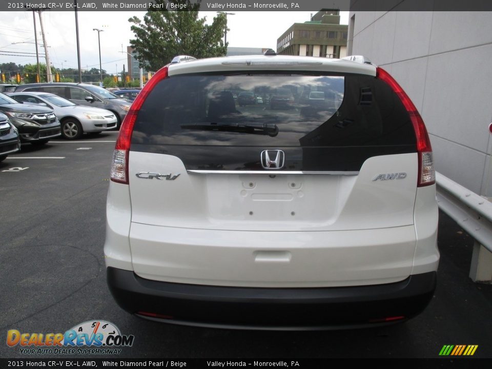 2013 Honda CR-V EX-L AWD White Diamond Pearl / Beige Photo #4