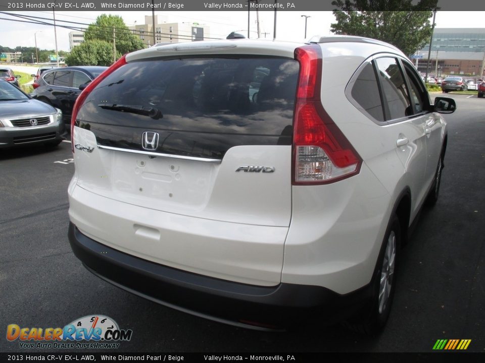 2013 Honda CR-V EX-L AWD White Diamond Pearl / Beige Photo #5