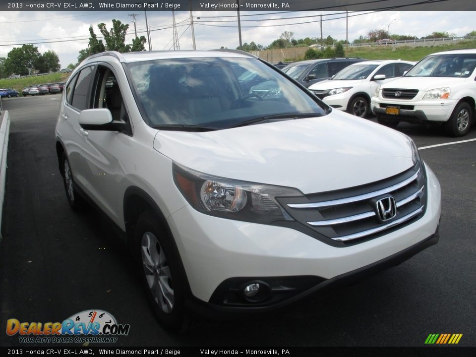 2013 Honda CR-V EX-L AWD White Diamond Pearl / Beige Photo #7