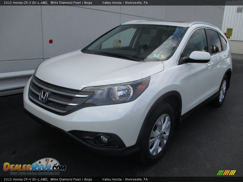 2013 Honda CR-V EX-L AWD White Diamond Pearl / Beige Photo #9