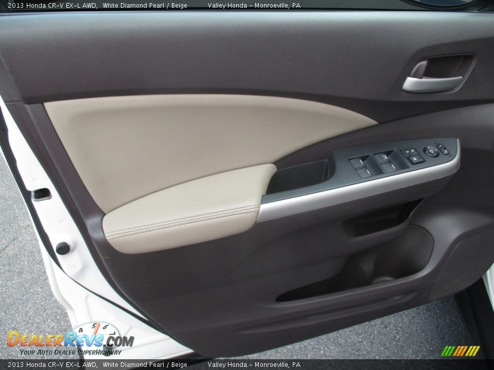 2013 Honda CR-V EX-L AWD White Diamond Pearl / Beige Photo #10