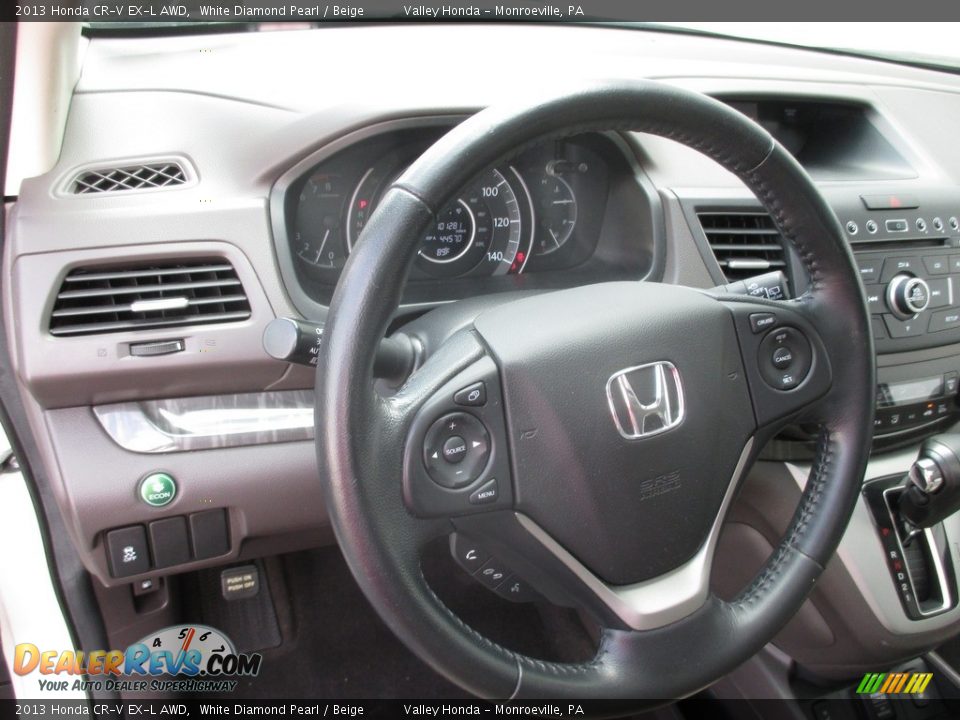 2013 Honda CR-V EX-L AWD White Diamond Pearl / Beige Photo #14