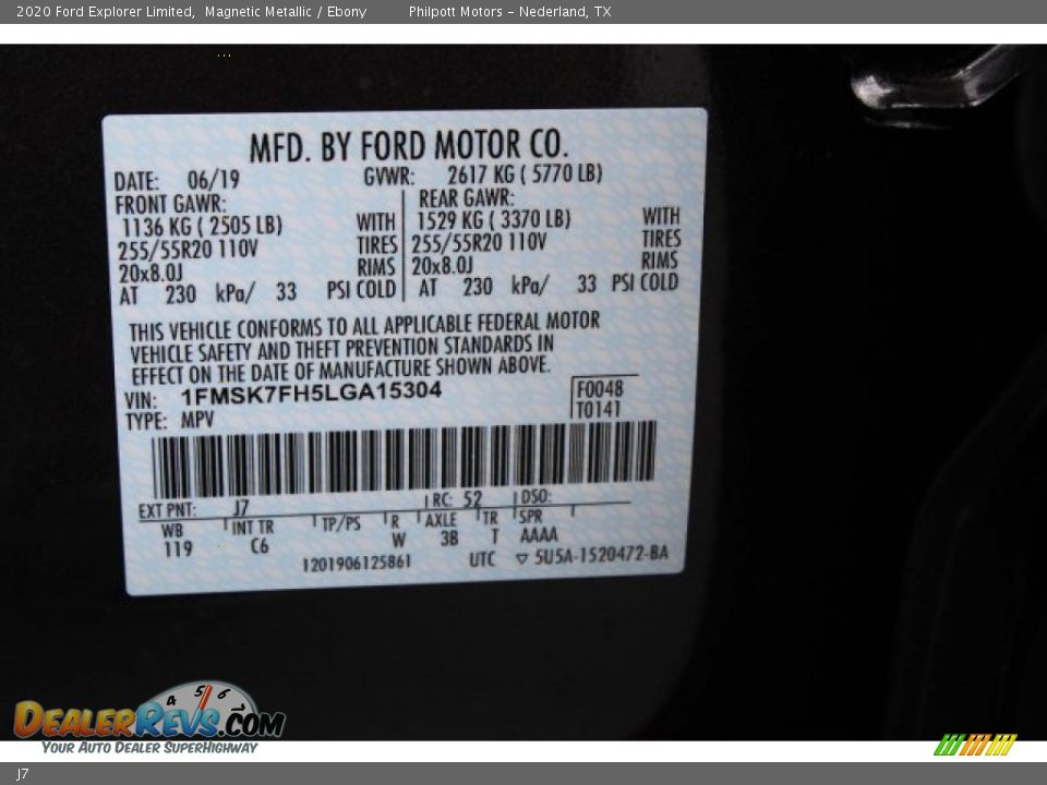 Ford Color Code J7 Magnetic Metallic
