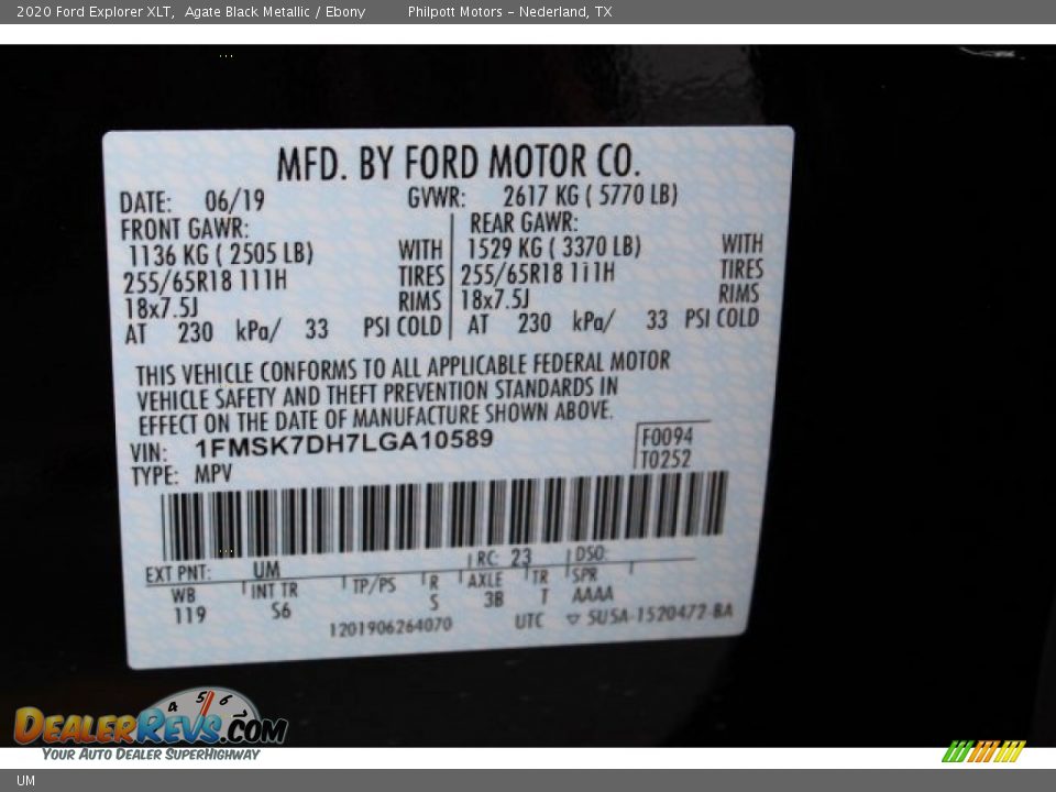 Ford Color Code UM Agate Black Metallic