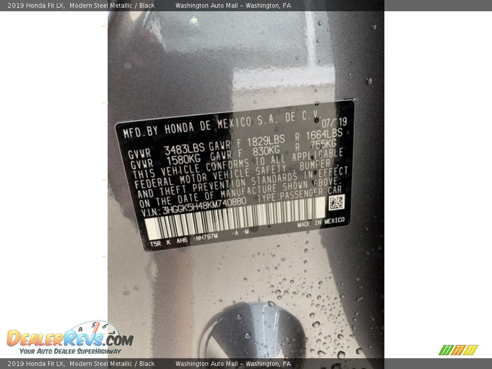 2019 Honda Fit LX Modern Steel Metallic / Black Photo #9