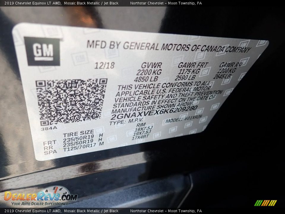 2019 Chevrolet Equinox LT AWD Mosaic Black Metallic / Jet Black Photo #18