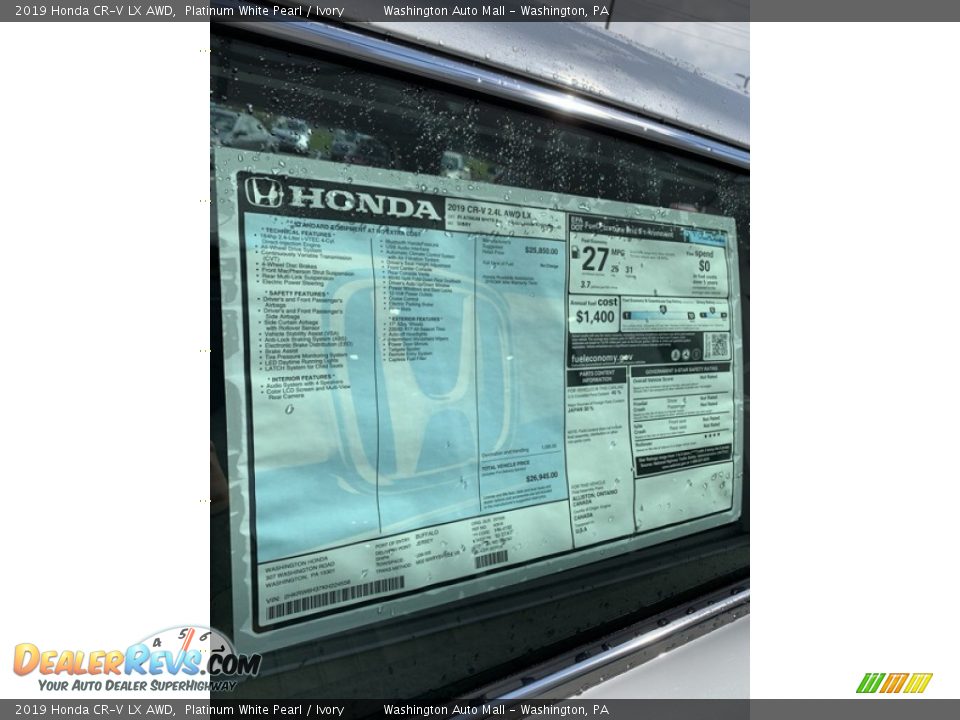 2019 Honda CR-V LX AWD Platinum White Pearl / Ivory Photo #15