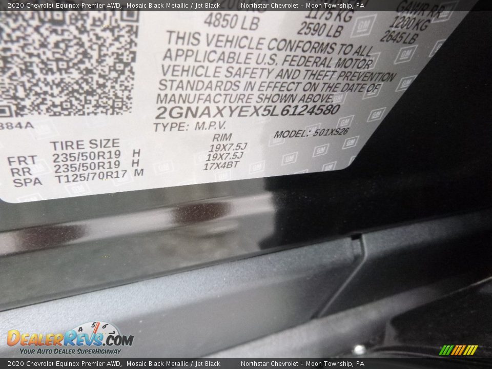 2020 Chevrolet Equinox Premier AWD Mosaic Black Metallic / Jet Black Photo #17