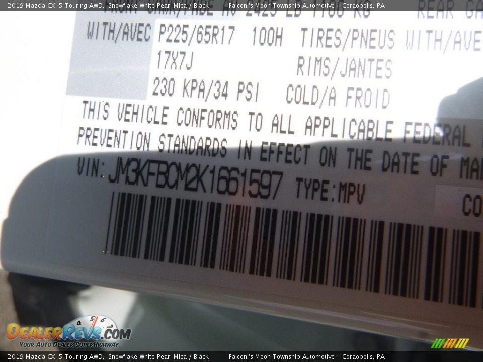 2019 Mazda CX-5 Touring AWD Snowflake White Pearl Mica / Black Photo #12