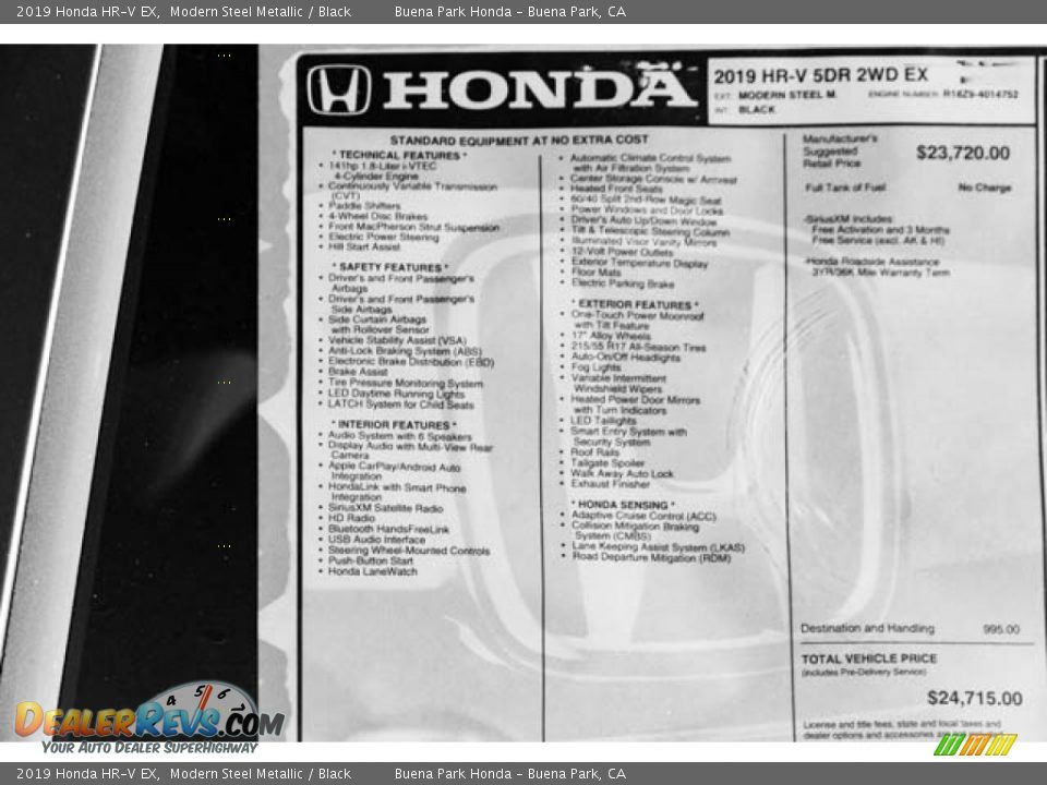 2019 Honda HR-V EX Modern Steel Metallic / Black Photo #36