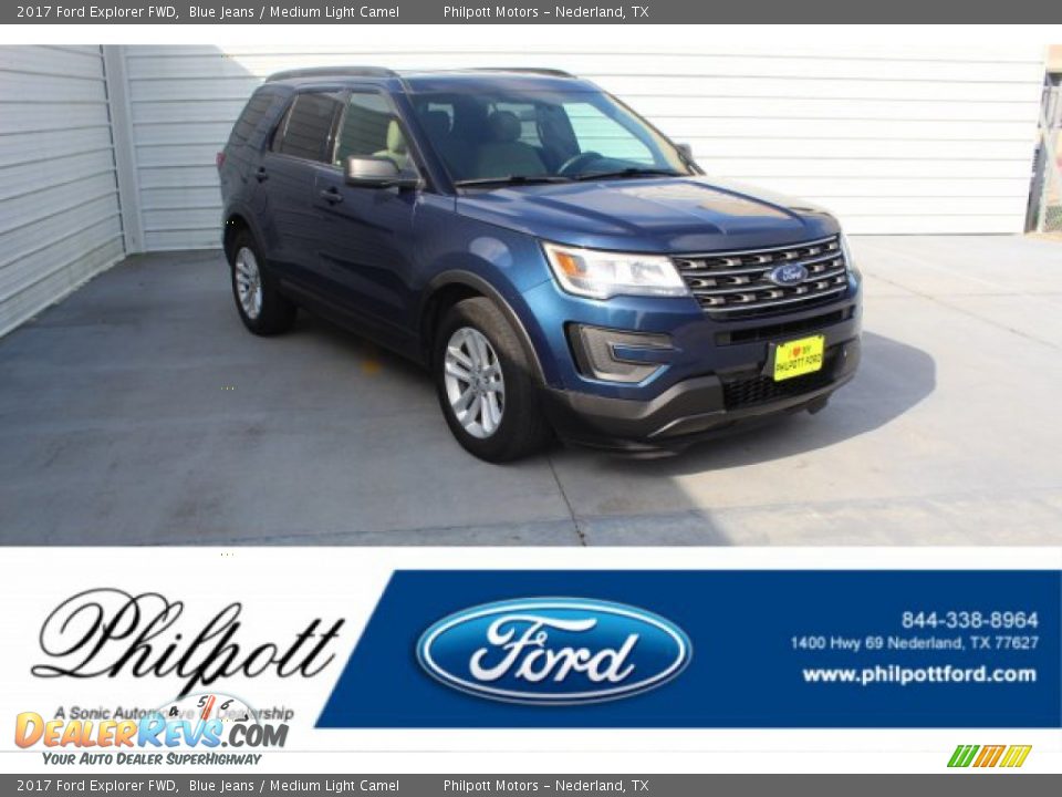 2017 Ford Explorer FWD Blue Jeans / Medium Light Camel Photo #1