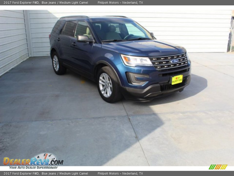 2017 Ford Explorer FWD Blue Jeans / Medium Light Camel Photo #2