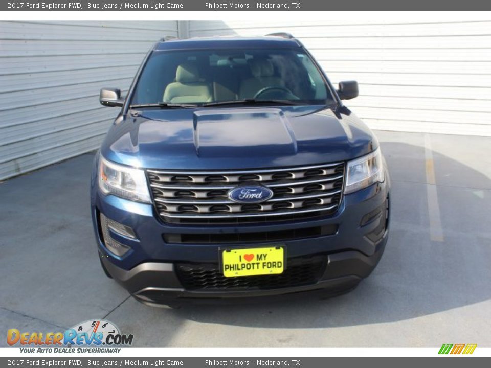 2017 Ford Explorer FWD Blue Jeans / Medium Light Camel Photo #3